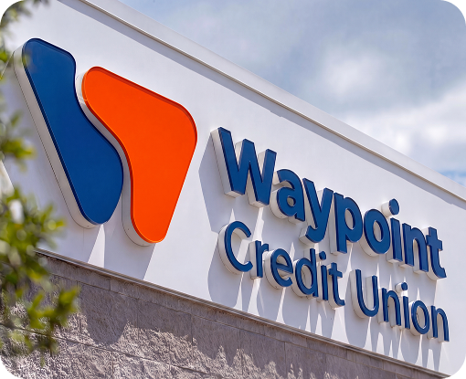 Exterior sign reading Waypoint Credit Union