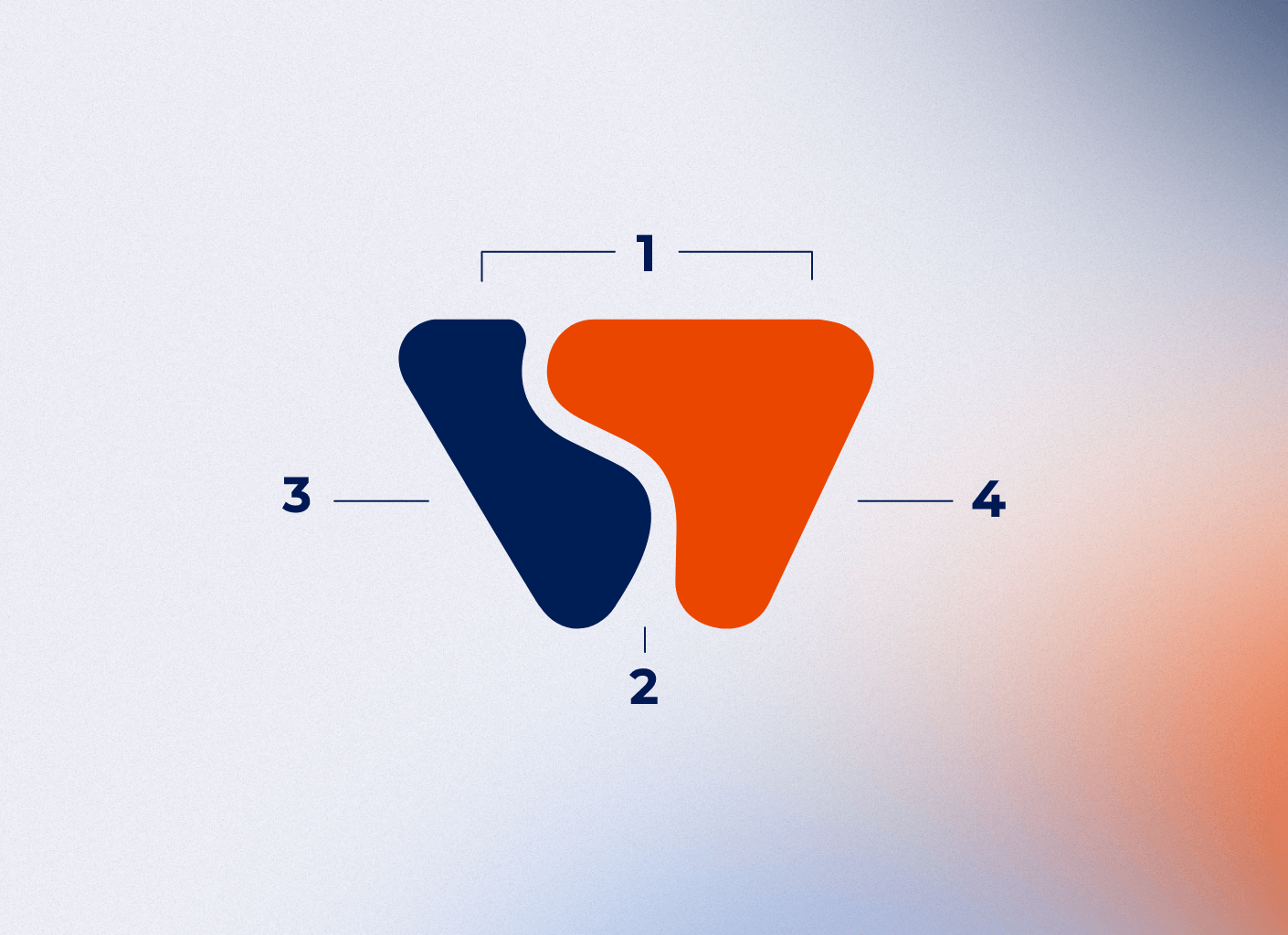 Diagram breaking down the Waypoint W icon into the path between two shapes and an upward compass needle